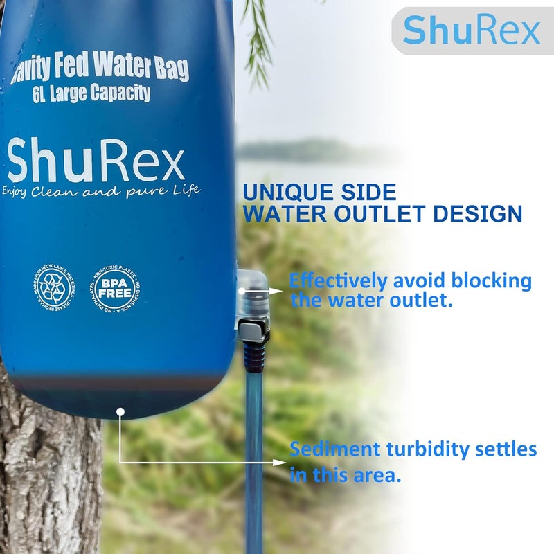 ShuRex Gravity-Fed Water Bag for Sawyer Survival Water Filter Straw, 1.5 Gal Large Gravity Water Bladder Compatible with LifeStraw and Other Water Filter Straw, Foldable, BPA-Free (6L) - Image 3